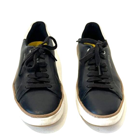 Cole Haan Grandpro Topspin Sneakers Black Leather Lace Up Size 8.5 White Sole - Picture 2 of 10